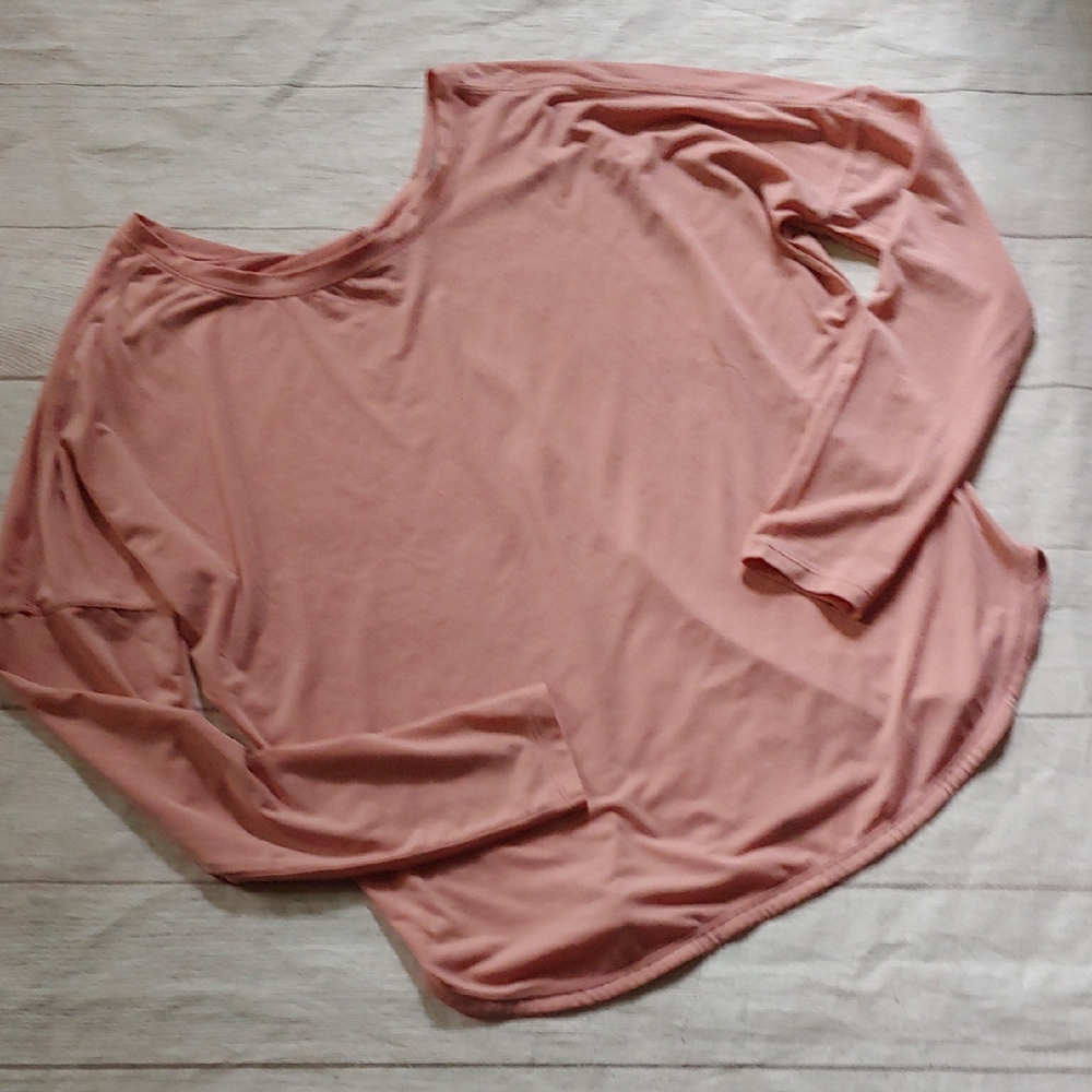 Prana Pink Twist Back Long Sleeve Relaxed T-Shirt